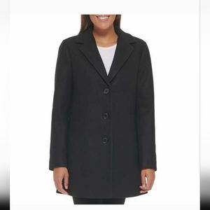 DKNY Ladies Wool Blend Coat - BLACK